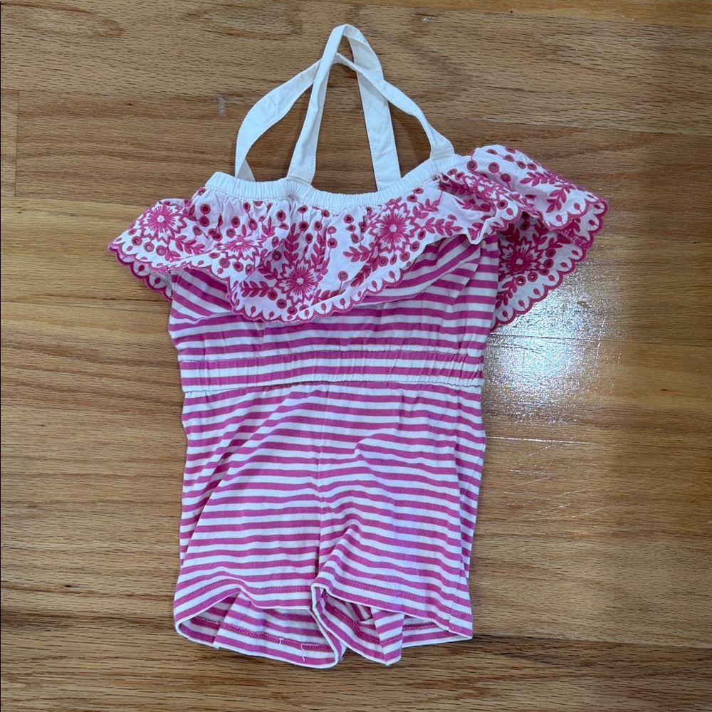 Hanna Andersson Pink and White Striped Romper